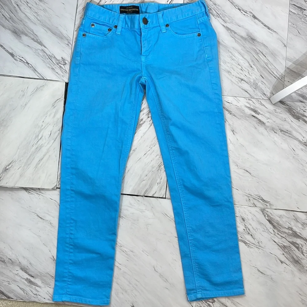 J. Crew Cropped matchstick blue jeans.